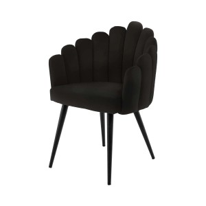 Schwarzer MeGusta Esszimmerstuhl/Wohnzimmerstuhl mit samtweichem Bezug und modernem Design.