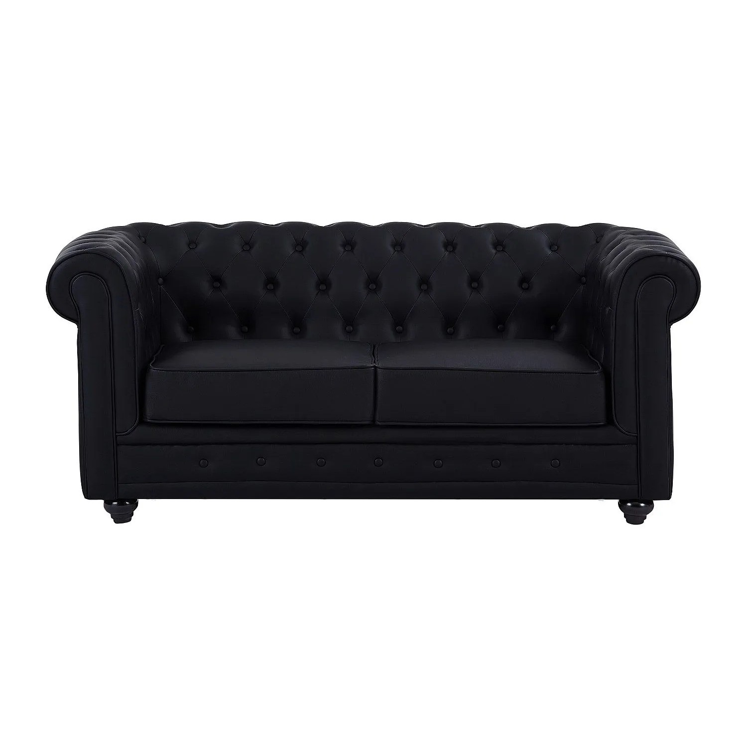 Vente-unique Sofa Ohne Schlafmöglichkeit Chesterfield Schwarz 165 cm
