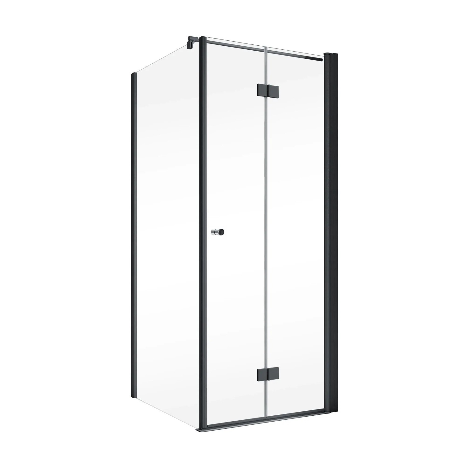 Schöner Wohnen Drehfalttür Gretia m. Seitenwand Mattschwarz 90 cm x 200 cm DIN R