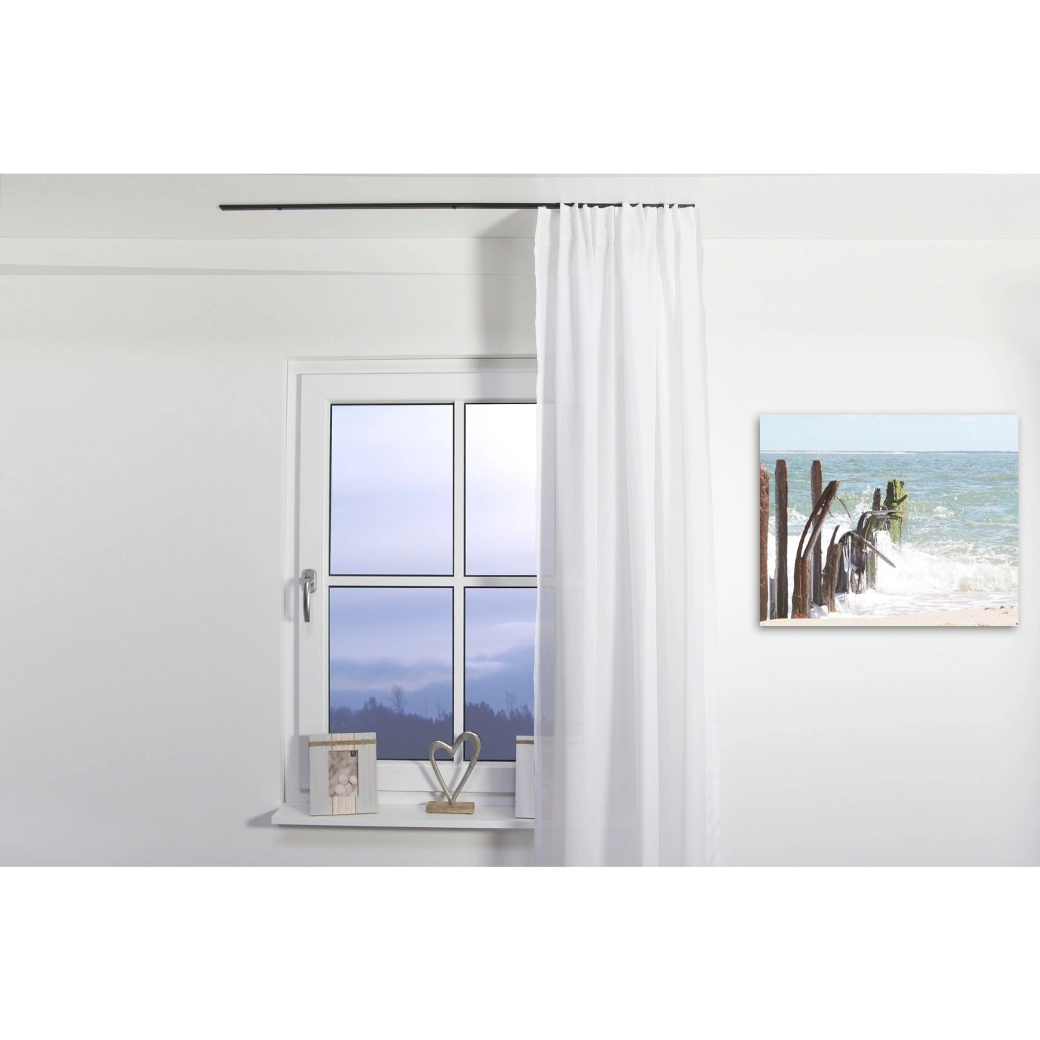 Deco-Raum Gardinenschiene nach Maß 1-Lauf Deckenmontage Minimal Schwarz 360cm_5