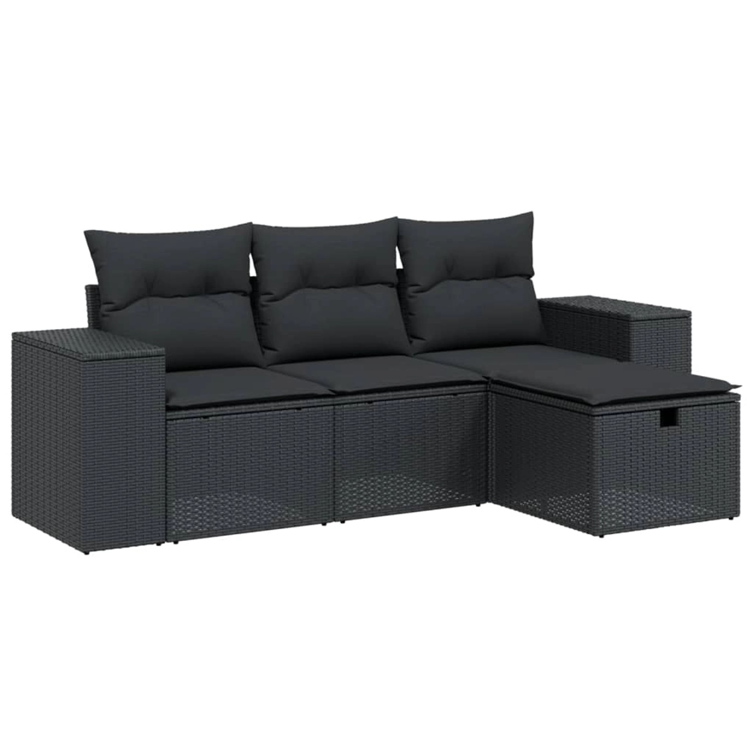 vidaXL 4-tlg. Garten-Sofagarnitur mit Kissen Schwarz Poly Rattan günstig online kaufen