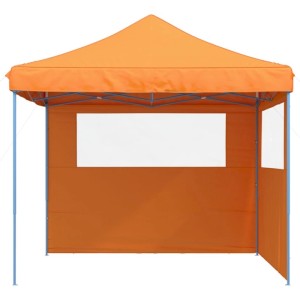 Orangefarbenes Falt-Partyzelt mit zwei Seitenteilen für Camping & Garten.