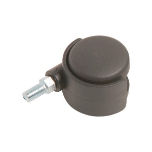 Doppelrolle mit Gewinde, Ø 40 mm, 20 kg Traglast, aus schwarzem Kunststoff.