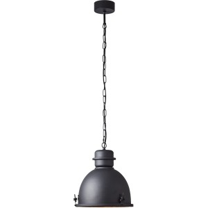Schwarze Brilliant Pendelleuchte Kiki, Ø 35 cm, im Industrial Look mit Kettenaufhängung.