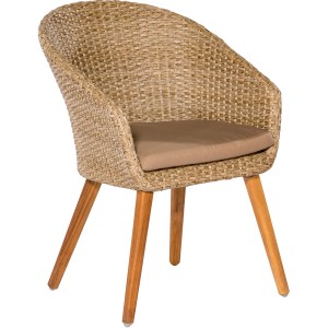 Merxx Gartensessel Arrone, 2er-Set, naturfarbenes Kunststoffgeflecht mit Akazienholzbeinen.