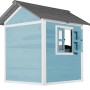 Axi Lodge Spielhaus Karibisches Blau mit Fenster und grauem Dach.