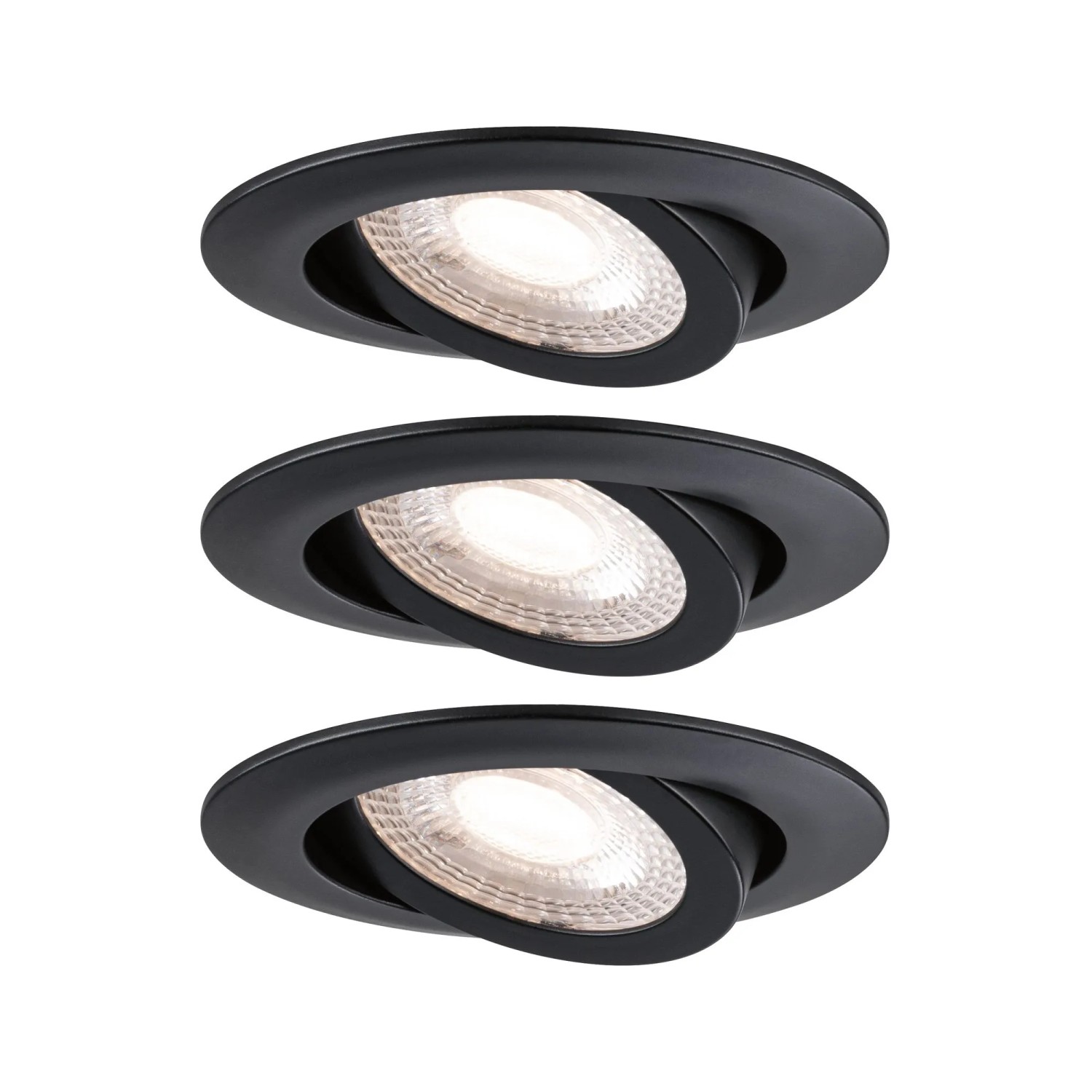Einbaustrahler Set, 3-fach, schwenkbar, LED, 3x4,8W, 3000K, 230V, Schwarz matt.