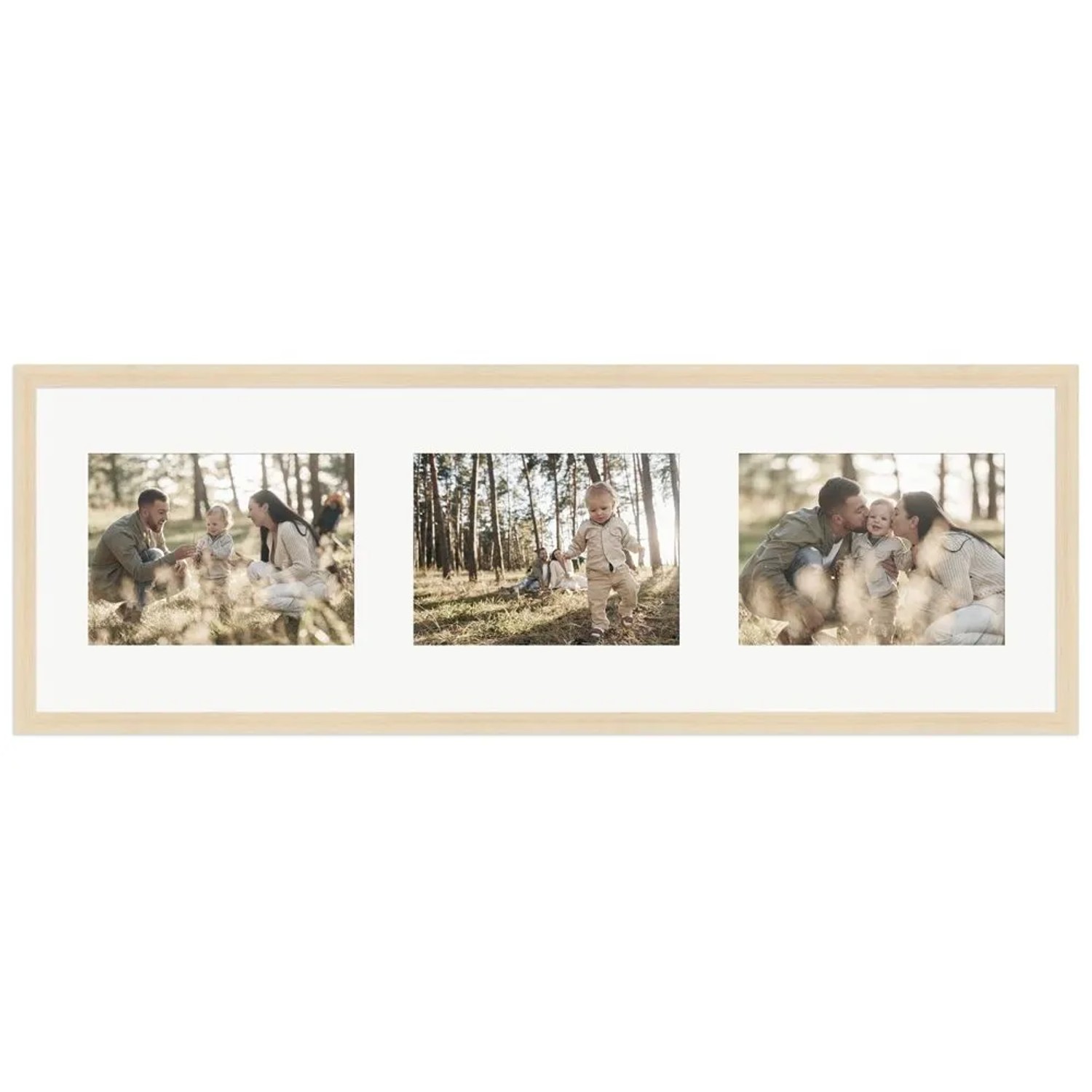 WANDStyle Galerierahmen G950 in Natur-Optik 23 x 70 cm für 3 Bilder im Format 13 x 18 cm