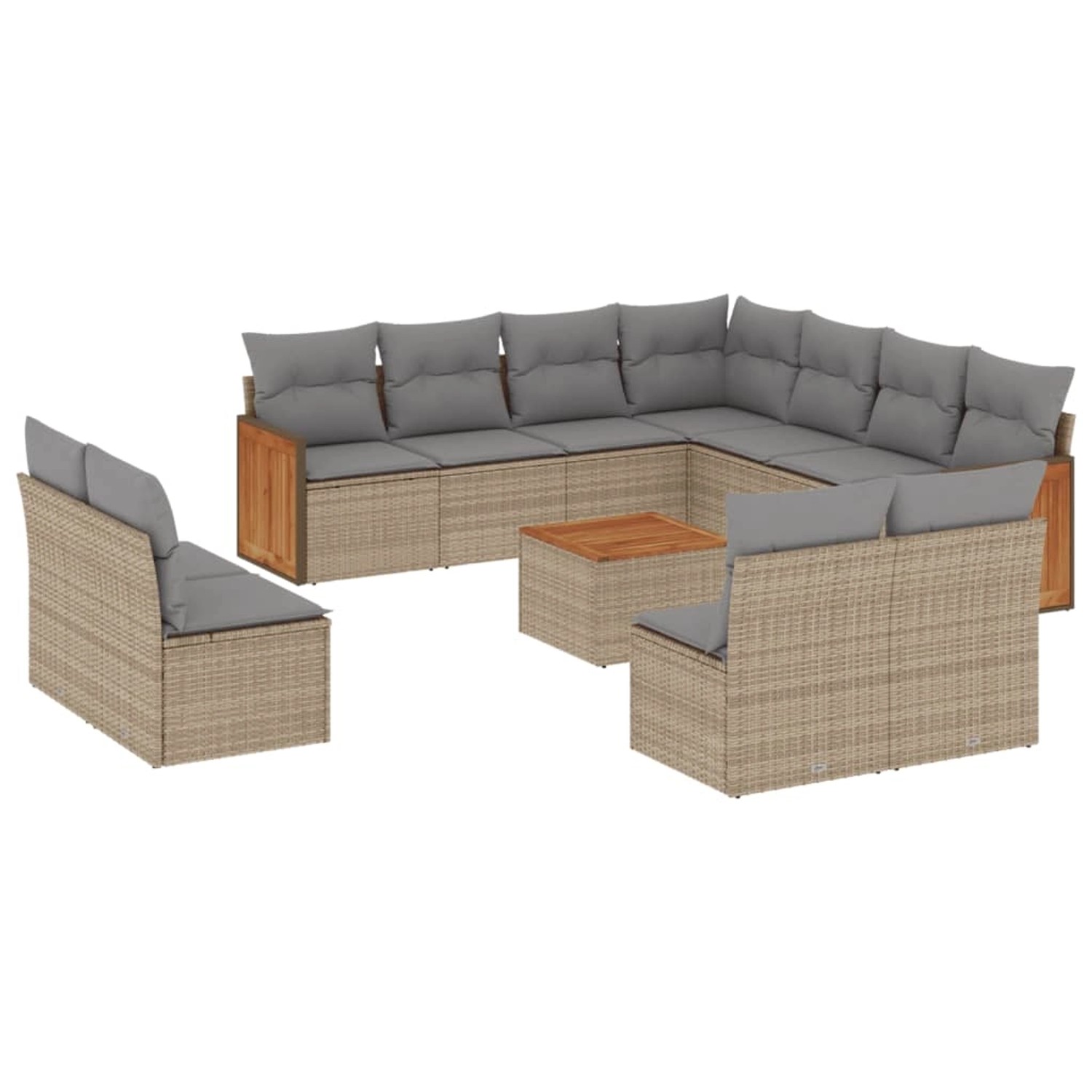 vidaXL 12-Tlg Garten-Sofagarnitur mit Kissen Beige Poly Rattan 3260176 günstig online kaufen