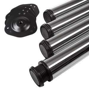 SOTECH 4er Set Tischbeine Höhe 710 mm Höhenverstellbar Ø 60 mm CHROM Poliert Tragkraft bis 75Kg Je Fuß
