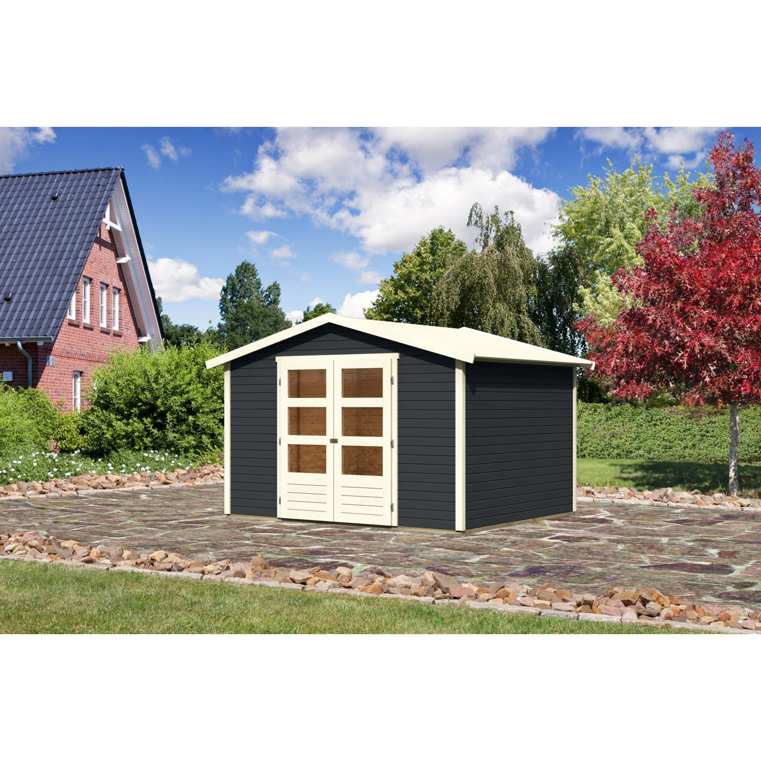 Karibu Gartenhaus/Gerätehaus Amberg 4 Anthrazit 246 cm x 246 cm