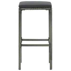 Grauer Barhocker aus Rattan mit Kissen, Teil des vidaXL Gartenbar-Sets.