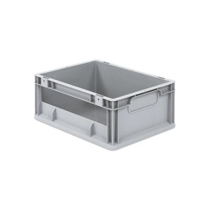 Graue PROREGAL Eurobox NextGen Insight, 16 Liter, mit seitlicher Öffnung. Ideal zur Aufbewahrung und Transport.