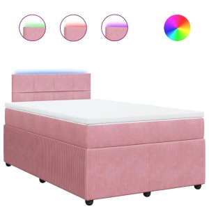 vidaXL Boxspringbett mit Matratze Rosa 120x200 cm Samt 3290015