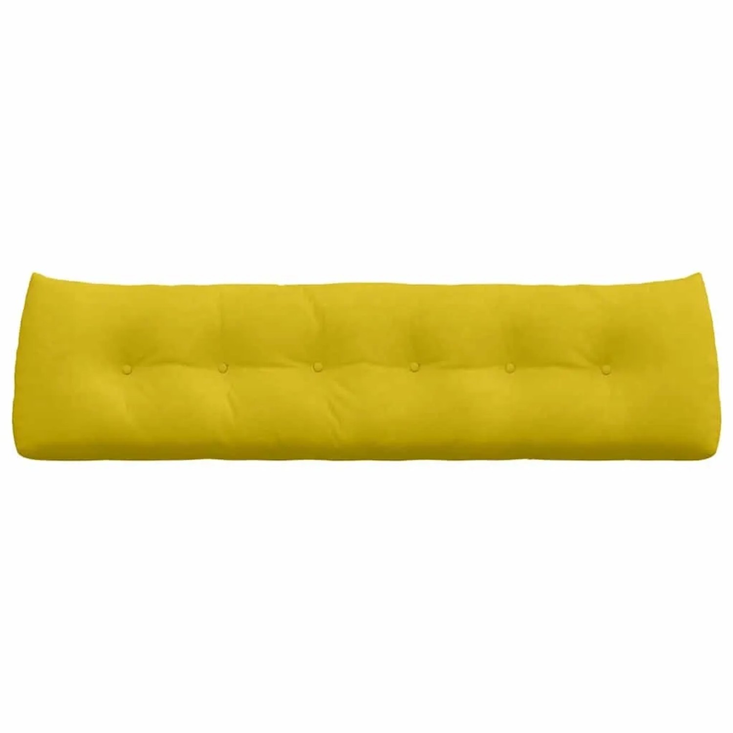 Gelbes vidaXL Samt-Rückenkissen, 180 cm, mit Knopfheftung. Weiches Kissen für Sofa oder Bett.