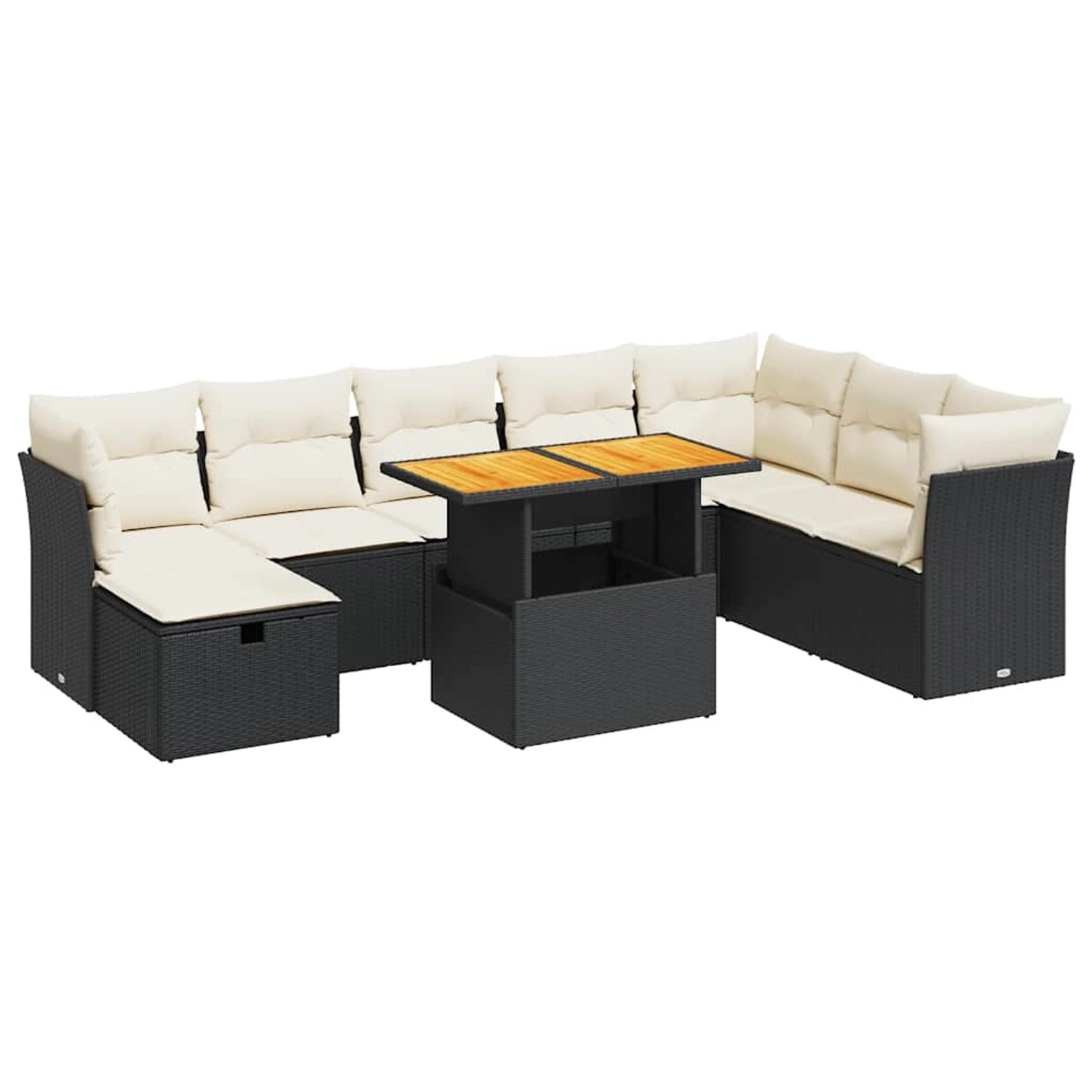 vidaXL 9-Tlg Garten-Sofagarnitur mit Kissen Schwarz Poly Rattan 3327987 günstig online kaufen