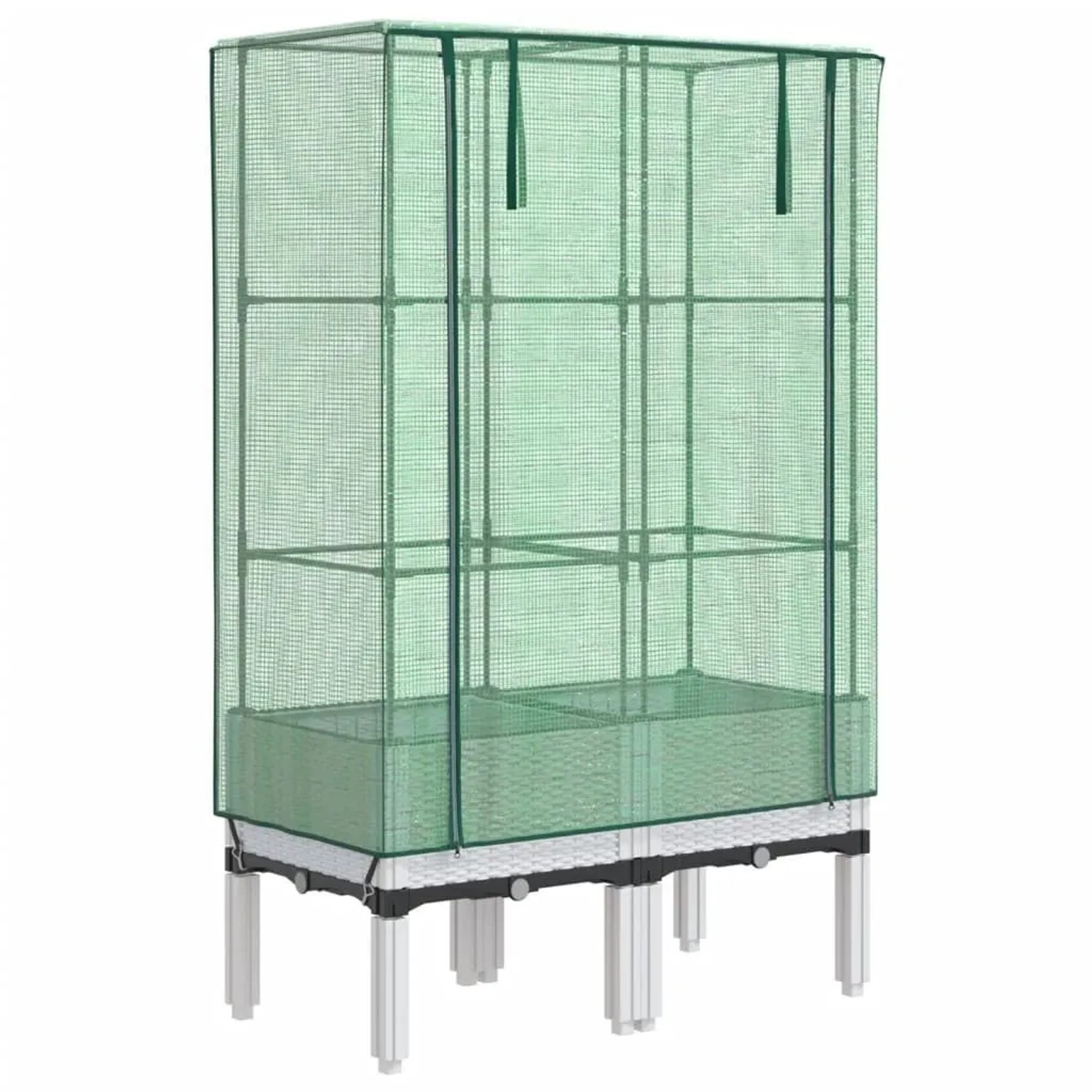 vidaXL Hochbeet mit Gewächshaus-Aufsatz Rattan-Optik 80x40x140 cm 4015847