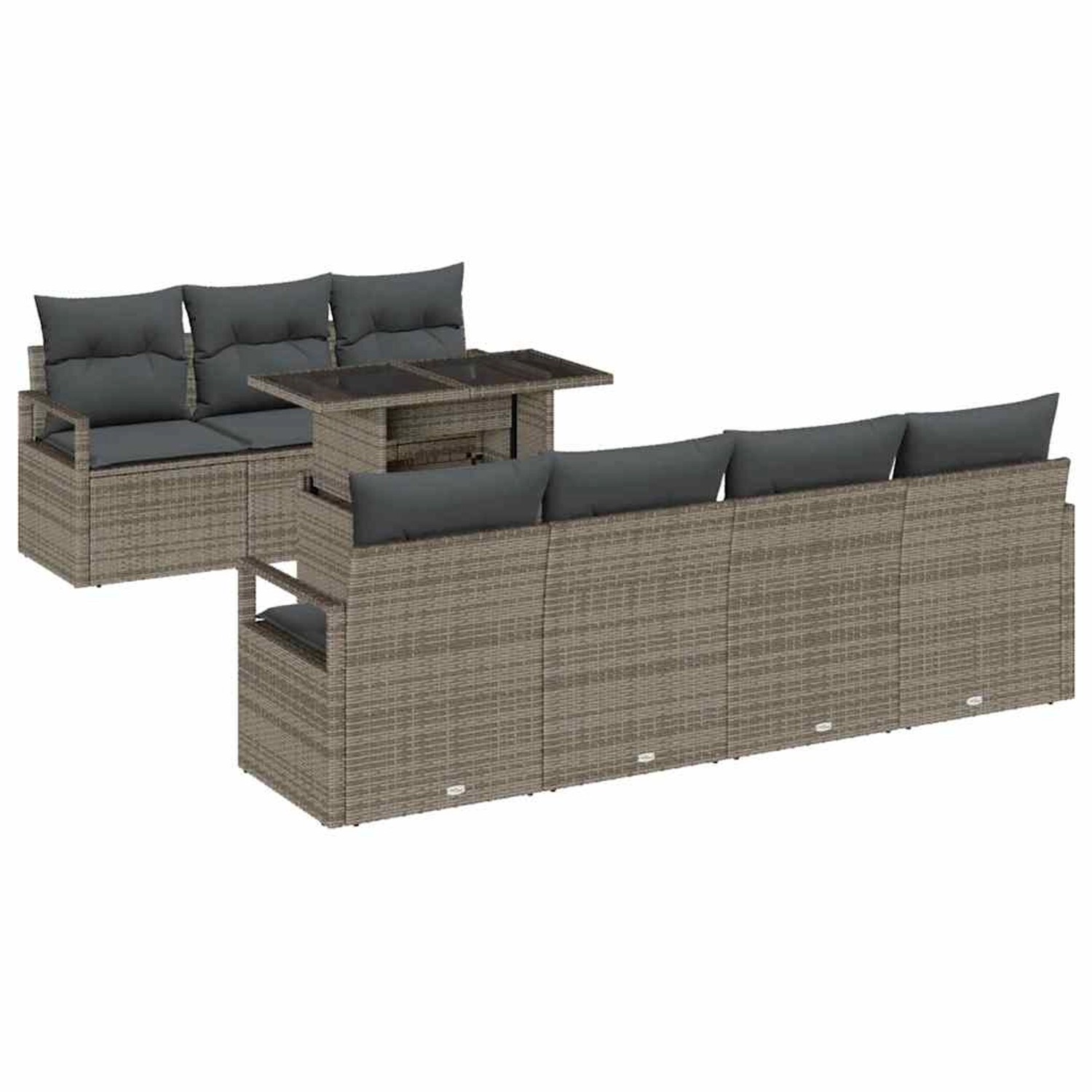 vidaXL Garten-Sofa-Set mit Speicher 8-Tlg Grau Poly Rattan 3357502 günstig online kaufen