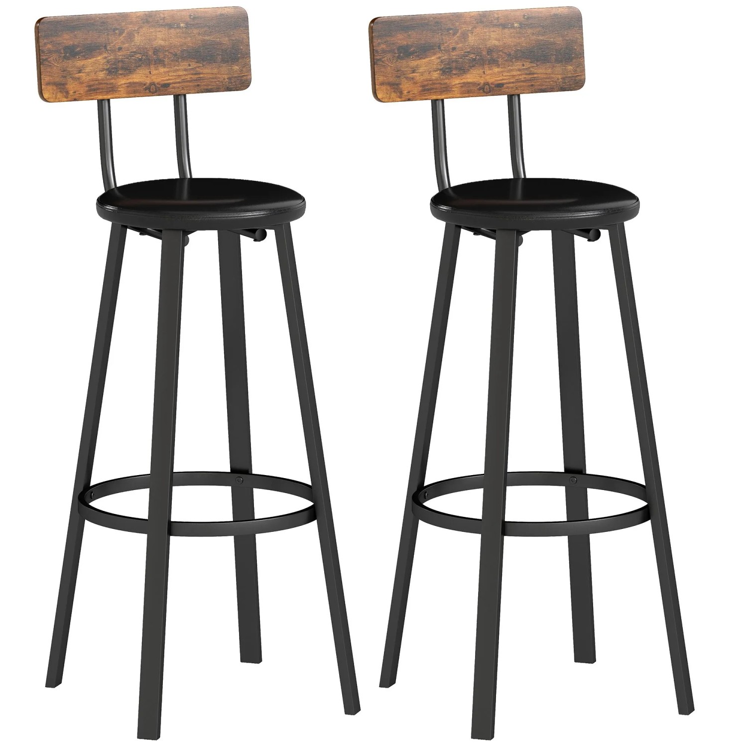 HOMCOM Barstool Spanplatte Metall 41,6L x 36,5B x 99,5H cm Rustikal-Braun
