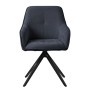 Schwarzer, drehbarer ML-Design Esszimmerstuhl mit Armlehne und Webstoffbezug.