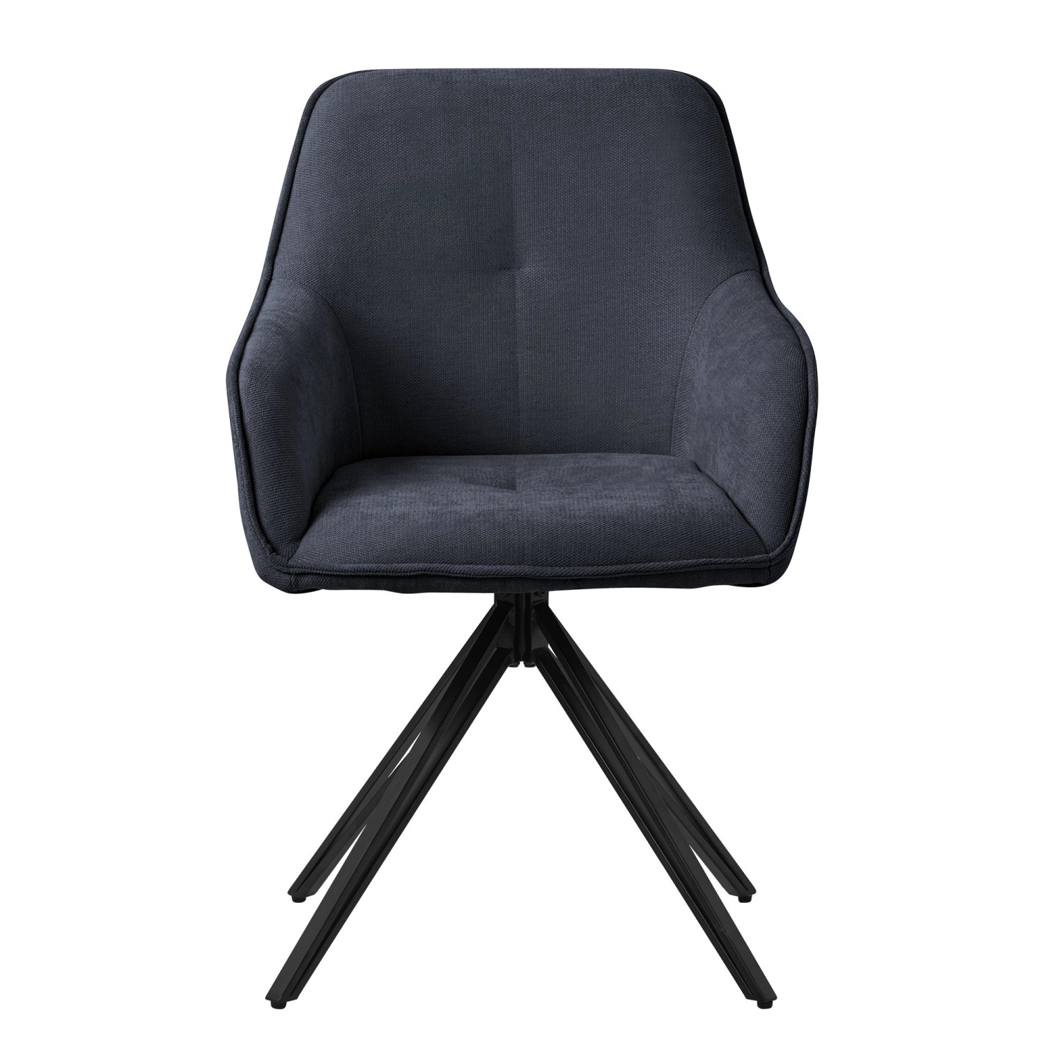 Schwarzer, drehbarer ML-Design Esszimmerstuhl mit Armlehne und Webstoffbezug.