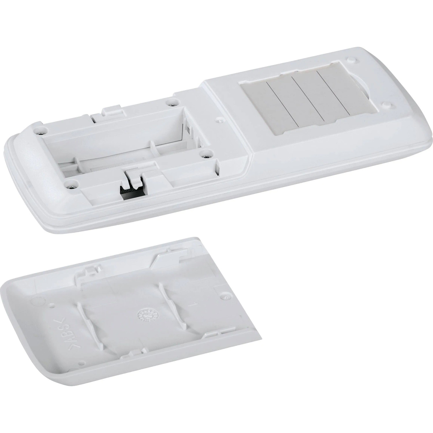 Homematic IP Fernbedienung 8 Tasten, Unterseite mit offenem Batteriefach und abgenommener Abdeckung. Hausautomation.