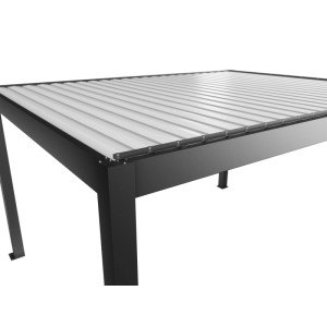Biohort Pergola, 4x3,5m, dunkelgrau-weiß, Terrassenüberdachung mit Lamellen.