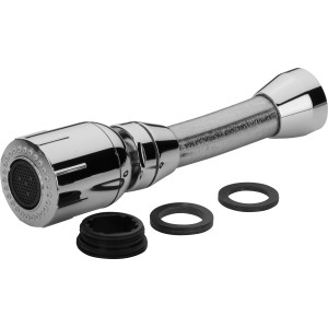 Verchromter Hahnschlauch mit Wasserspar-Küchenbrause M22/M24 und Dichtungen.