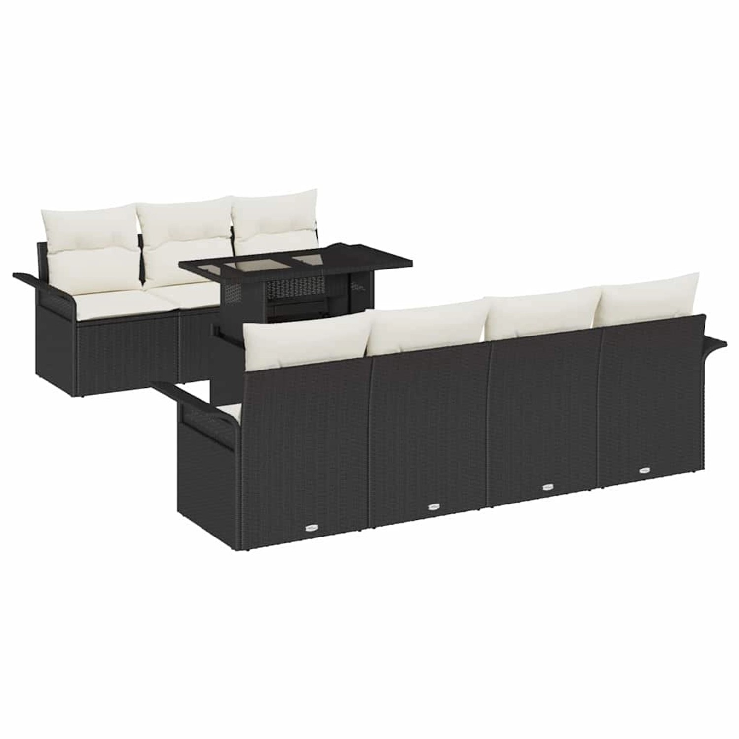 vidaXL Garten-Sofa-Set mit Kissen 8-Tlg Schwarz Poly Rattan 3356960 günstig online kaufen