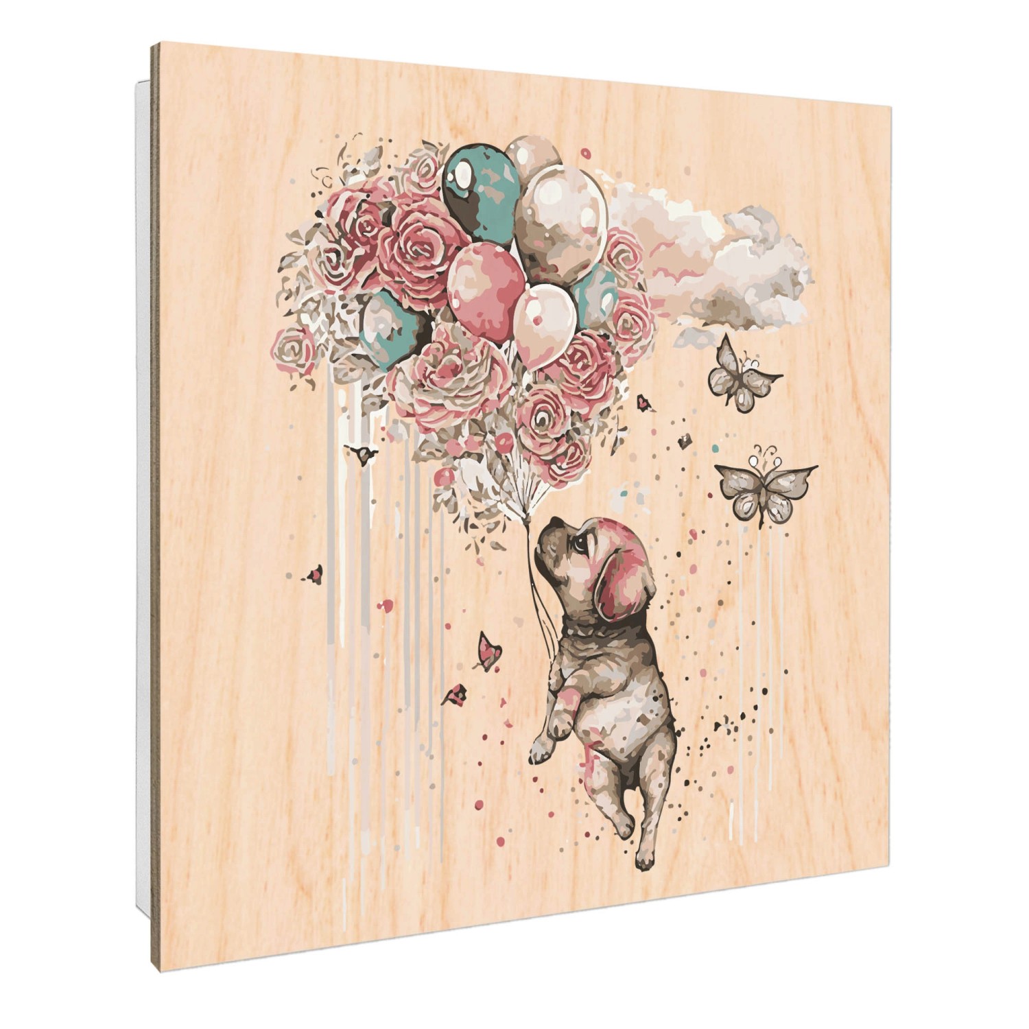 Banjado Großer Schlüsselbox Holz 30x30cm Weiß Scharnier Rechts 50 Haken Sch günstig online kaufen