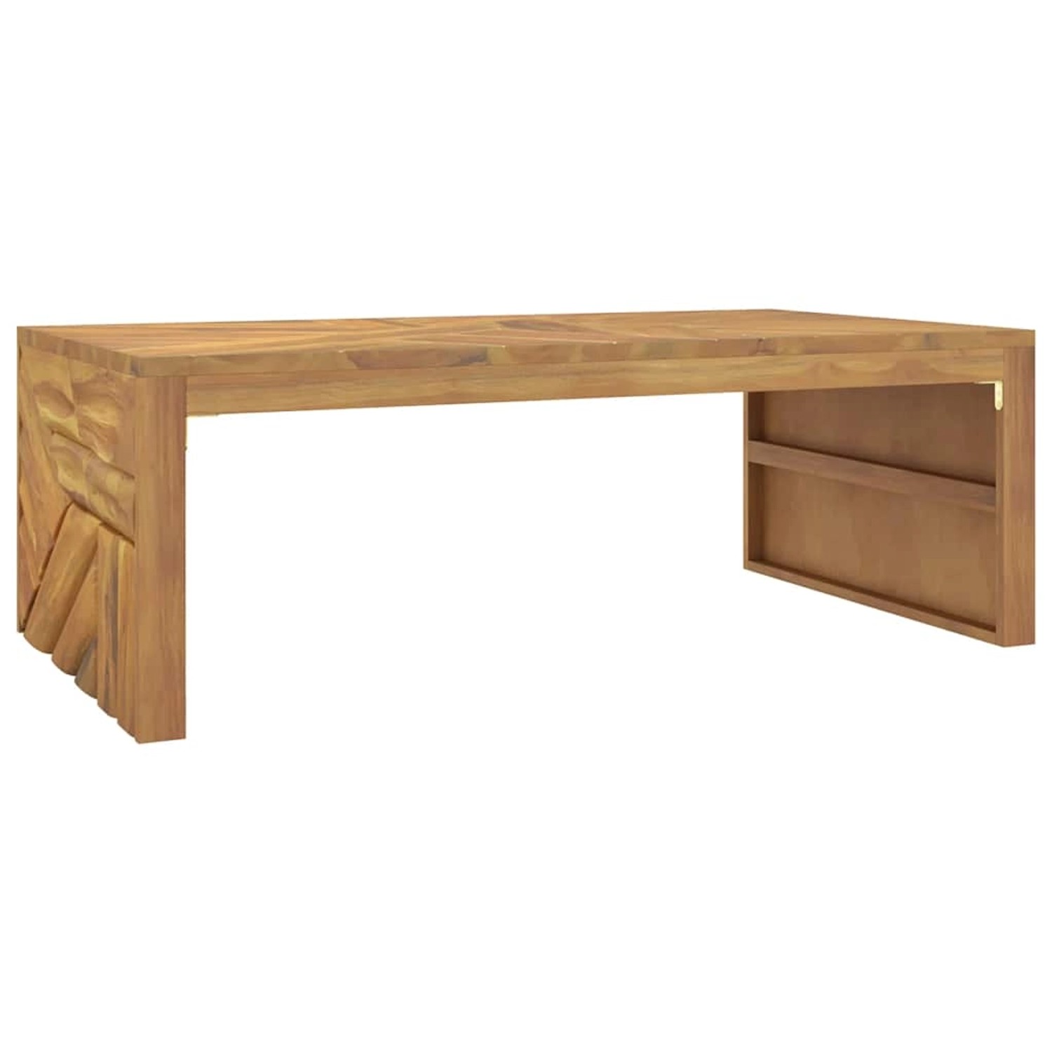 VidaXL Couchtisch aus massivem Teakholz, 110x60x38 cm, mit 3D-Beinen. Wohnzimmertisch aus Holz.