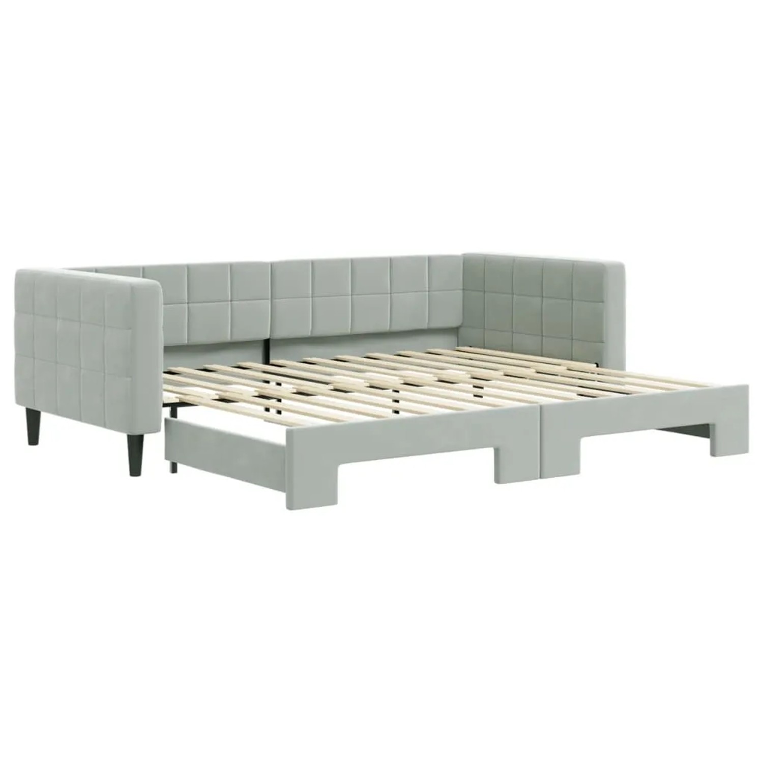 vidaXL Tagesbett Ausziehbar Hellgrau 90x200 cm Samt 3196691