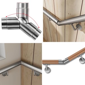 Duschparadies Handlaufverbinder Edelstahl 304 Verstellbar Silber für Handläufe und Rohre