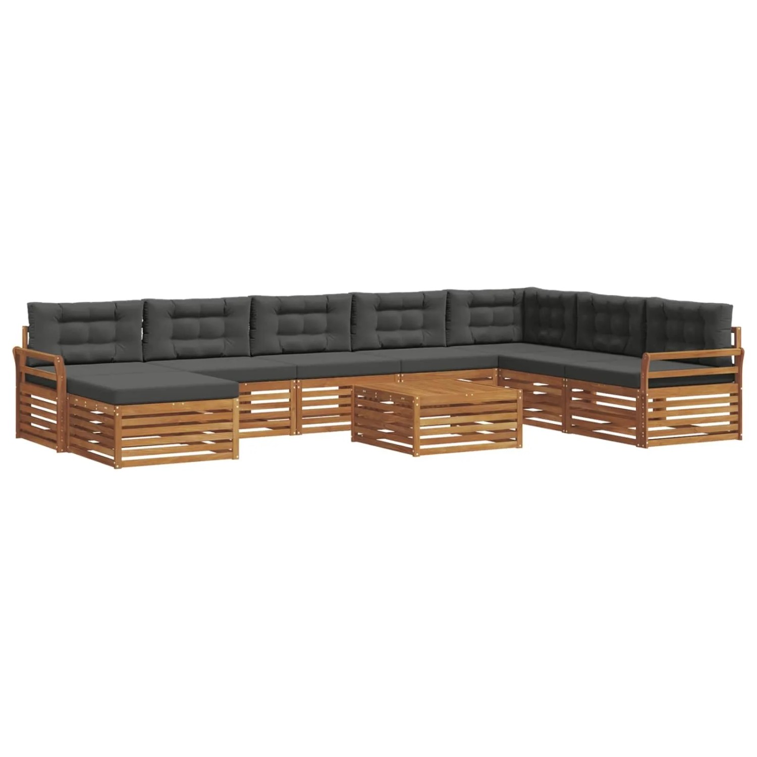 vidaXL Sofagarnituren 9 Tlg Natur und Anthrazit Massivholz Akazie 3373982