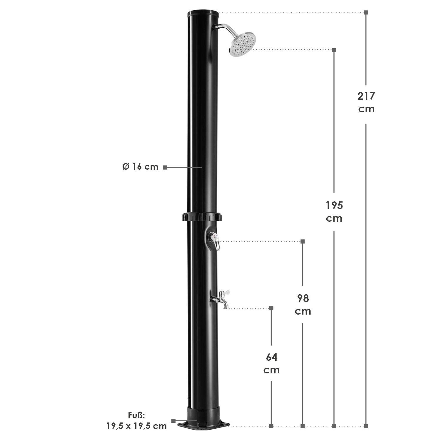 Juskys Solardusche Victoria 35L, Maße: Höhe 217cm, Duschkopf, Fußdusche, Gartendusche