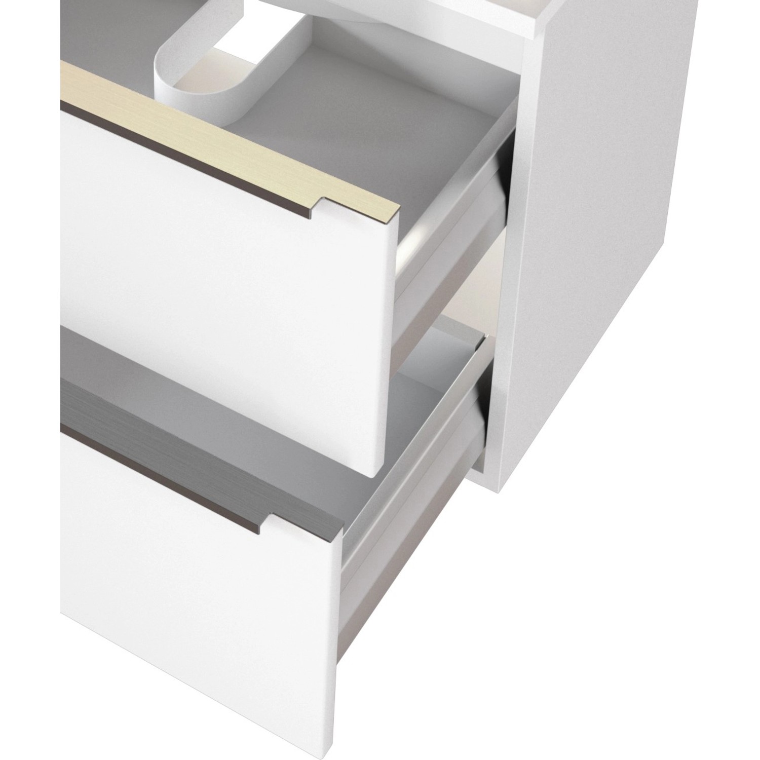 Held Möbel Monza Waschtisch-Set, 60 cm, matt Weiß, mit offenen Schubladen.