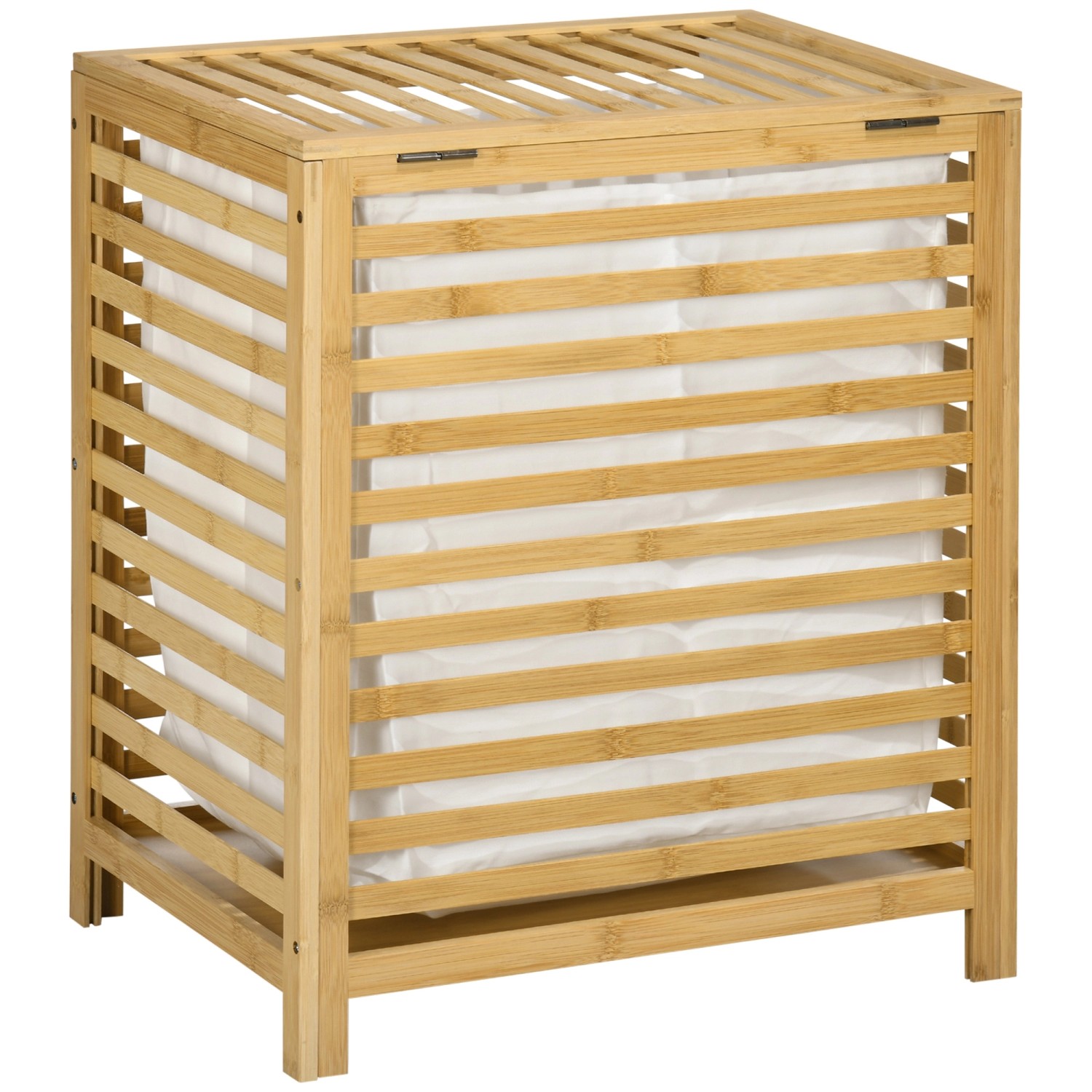 HOMCOM Wäschekorb 55L mit Deckel Entnehmbarem Bambus 50 x 36 x 60 cm Natur