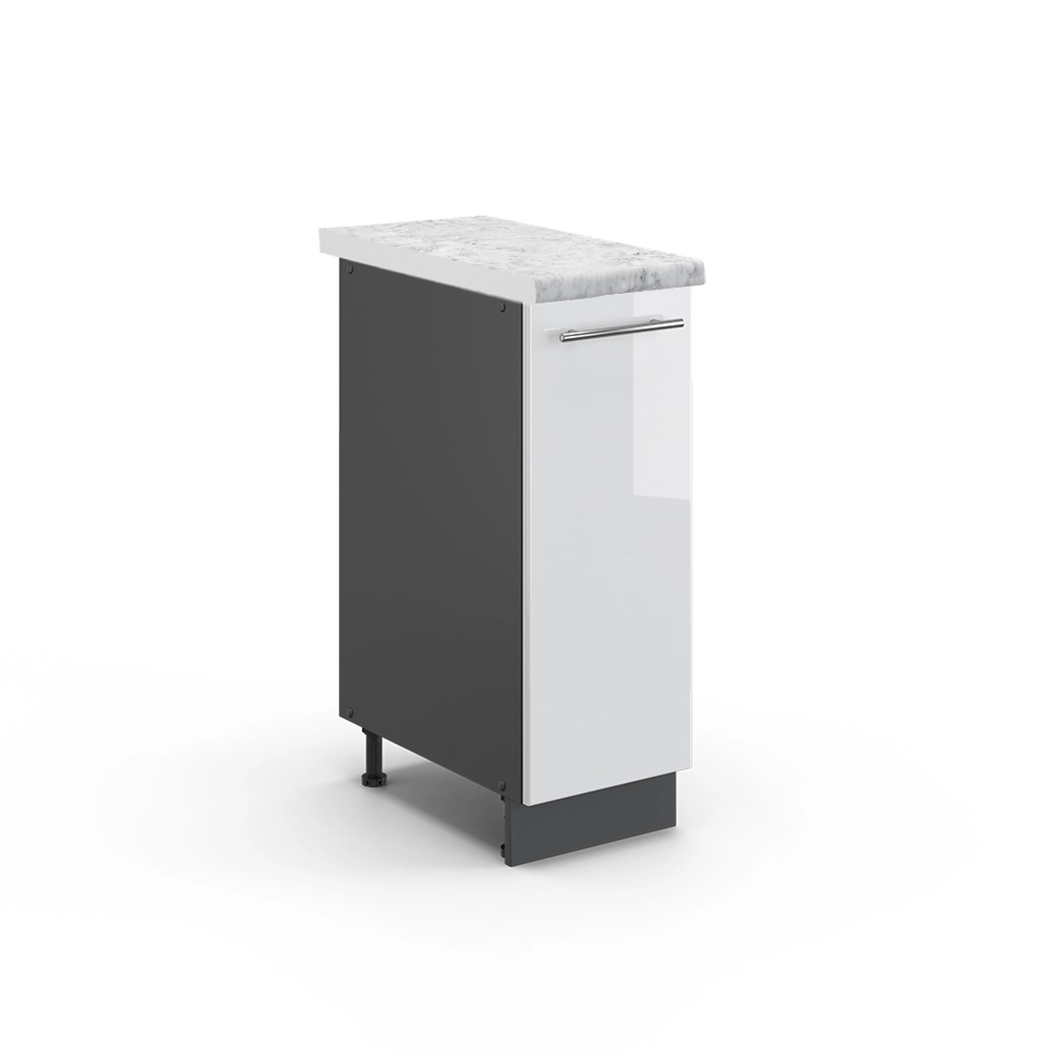 Thumbnail - Vicco Apothekerschrank Fame-Line Weiß Hochglanz/Anthrazit 30 cm AP Marmor
