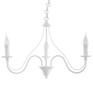Weißer Sollux Lighting Kronleuchter Minerwa 3 mit drei Leuchten im Kerzen-Design.