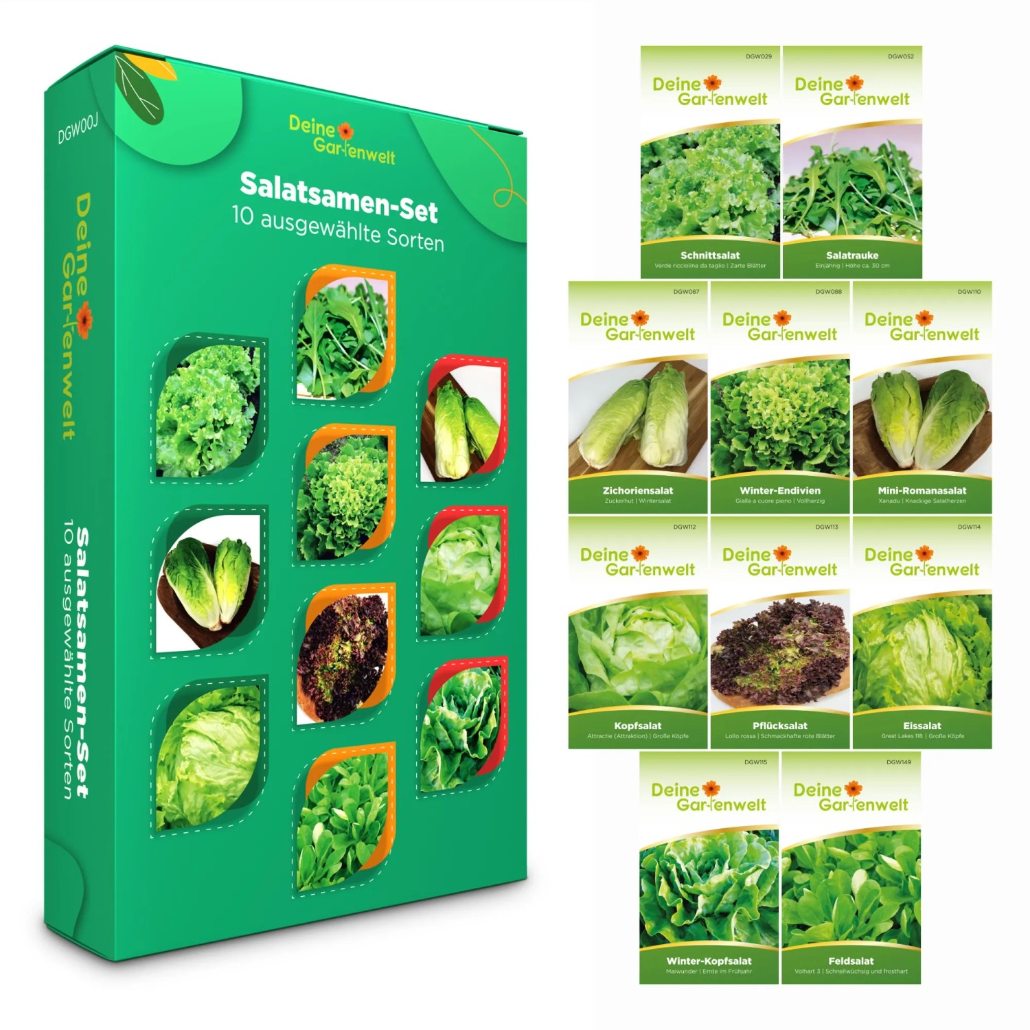 Deine Gartenwelt Salat Samen-Set mit 10 Sorten
