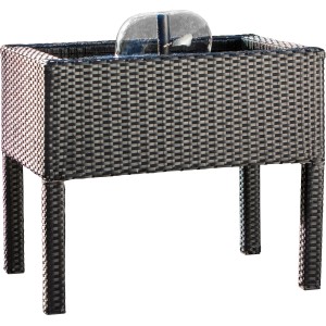 Hochteich-Komplettset Rattan mit Wasserspiel für Garten oder Terrasse.
