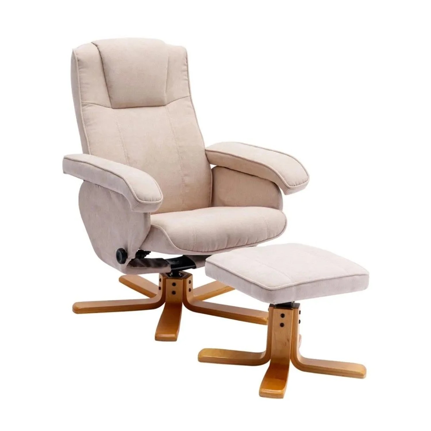 Svita Charles Relaxsessel Hocker Sessel Fernsehsessel Drehsessel Polyester Holz Beige