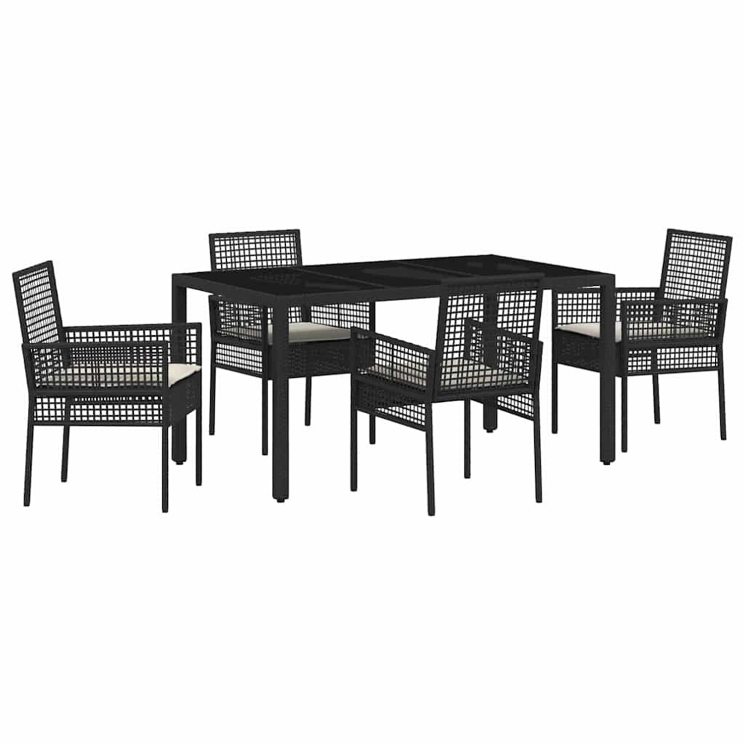 vidaXL Garten Essgruppe 5-Tlg Schwarz Poly Rattan 3334857 günstig online kaufen