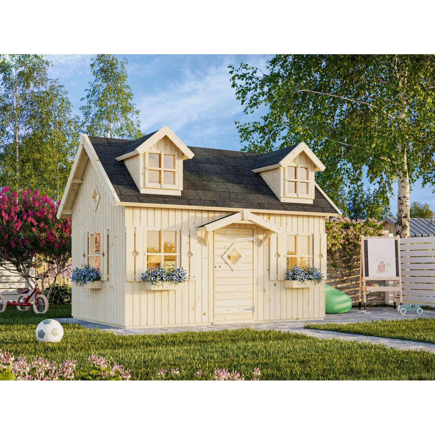 Palmako Spielhaus Marie 5,4 m² Natur Unbehandelt 286 cm x 193 cm