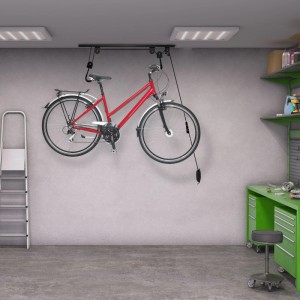 Relaxdays Fahrradlift Stahl Kunststoff Schwarz Mit Seilzug 14 m 34 kg 2,2 kg
