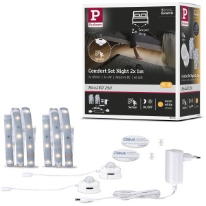 Paulmann MaxLED Night Comfort Set: 1 m LED-Streifen, Sensoren und Netzteil für Doppelbett.