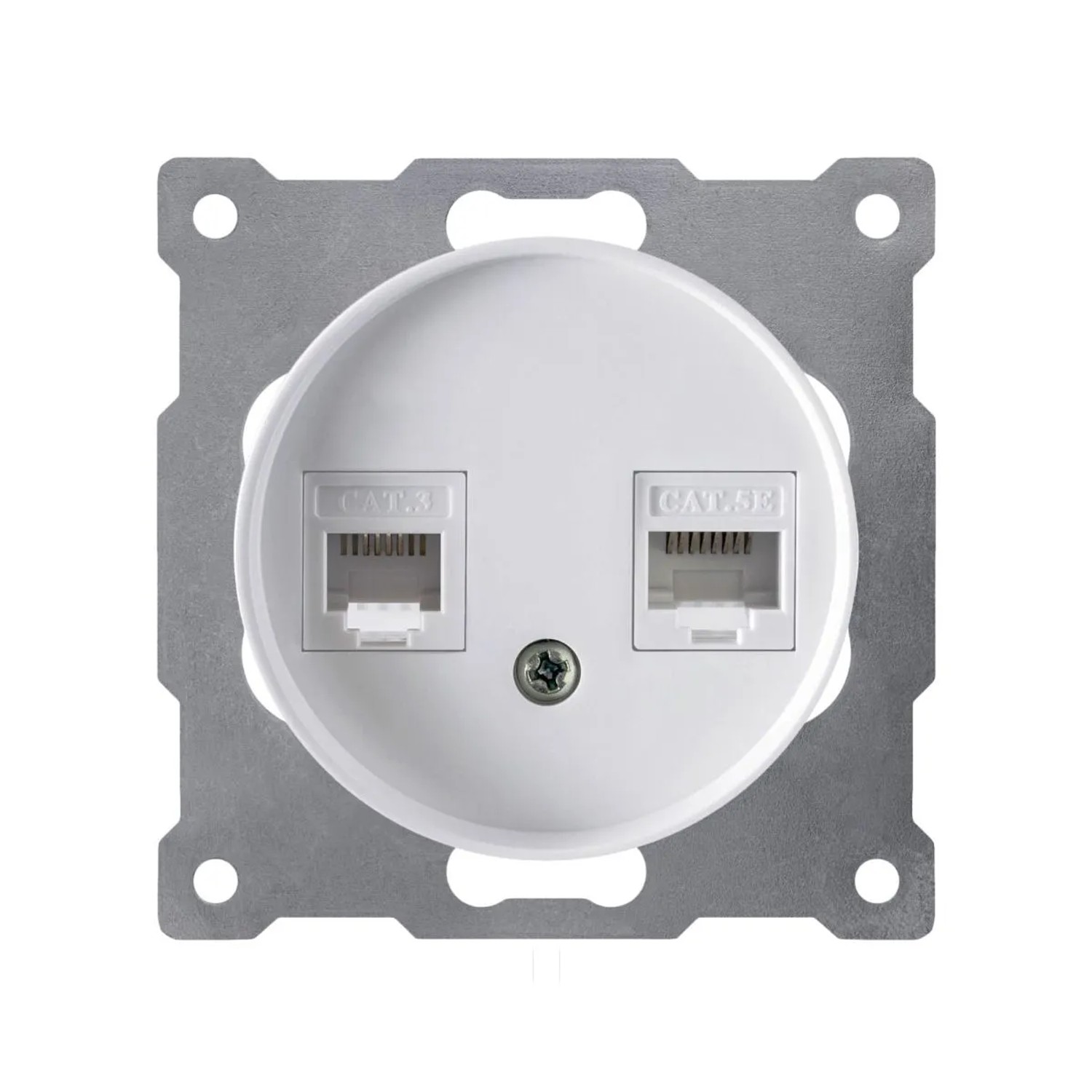 OneKeyElectro Kombi Daten Anschlussdose 2er 2 Fach Netzwerkdose 2xRJ45 CAT5e Unterputz ohne Rahmen Weiß