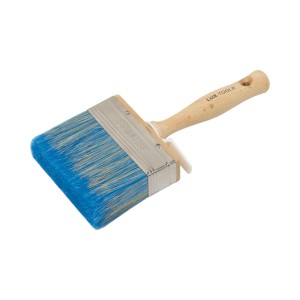 LUX Flächenstreicher Profi Lacke Universal, 100 mm Pinsel mit Holzgriff und blauen Borsten.