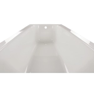 Innenansicht der weißen Calmwaters Rechteck-Badewanne 180x80 cm mit Ablauf und Überlauf.
