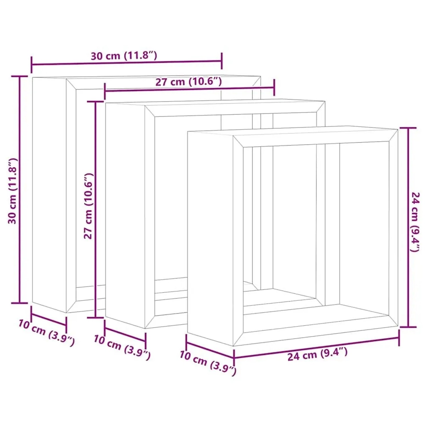 vidaXL Würfelregale 3 Stk Betongrau 326721_10
